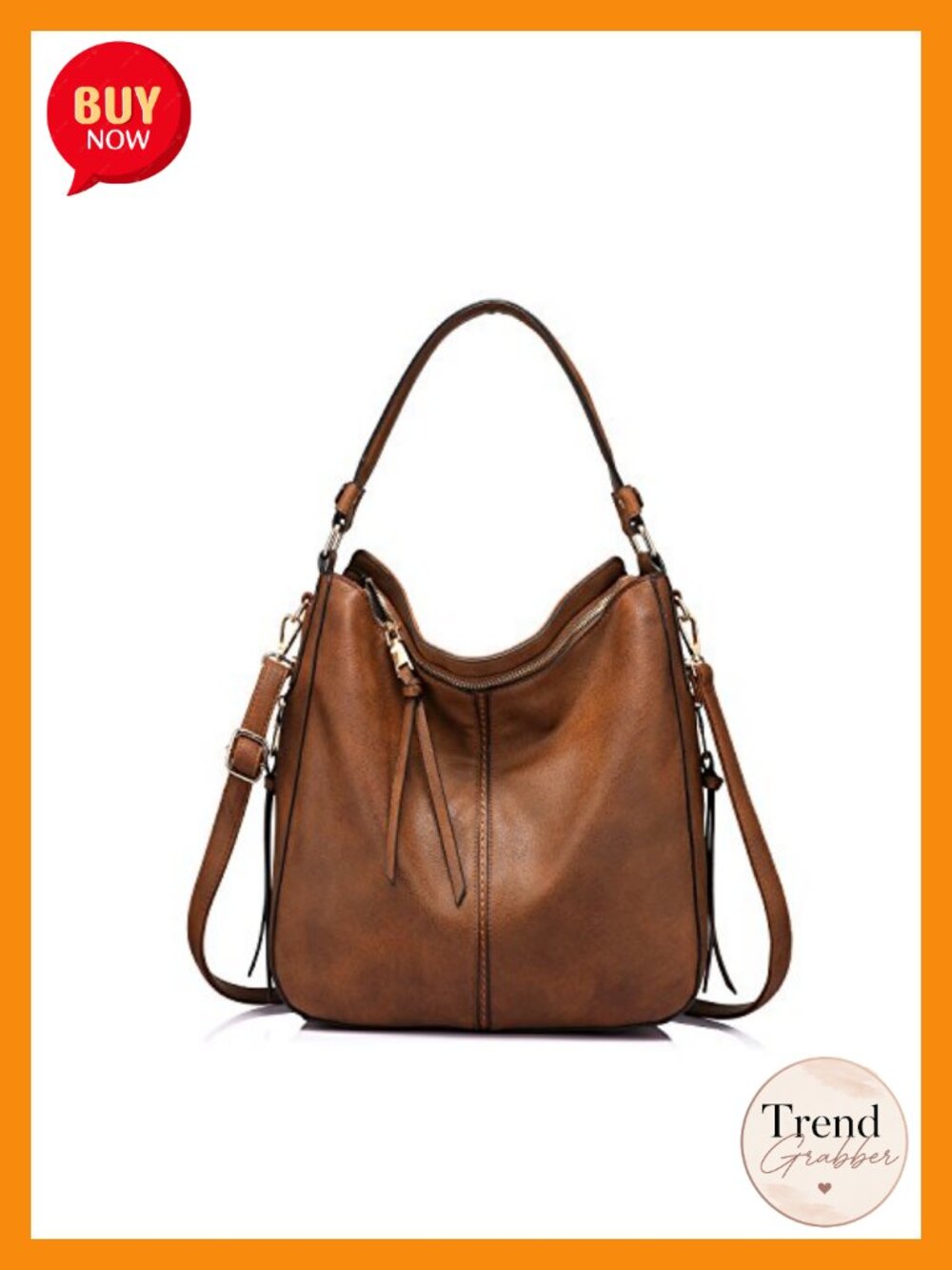 Anti-Scratch PU Leather Hobo Crossbody Bag Large Capacity Shoulder Purse